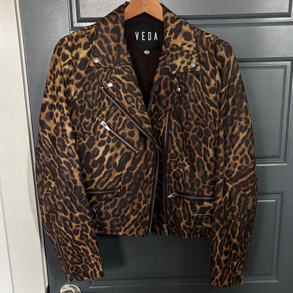 Veda Jackets & Blazers - Veda Brown Leopard Leather Jacket